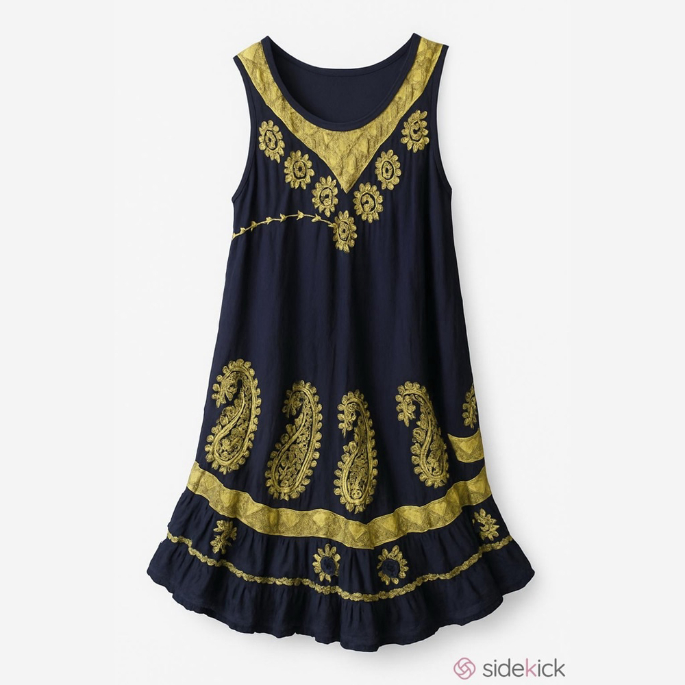 Cute Options Maxi Dress Sleeveless Midi Paisley Black Green Womens One Size